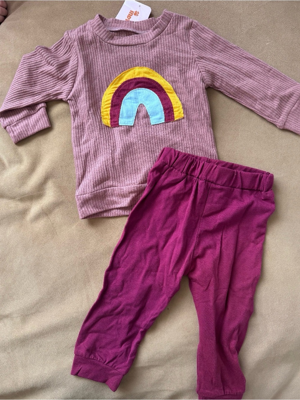 Pink Ribbed Rainbow Top with Magenta Leggings